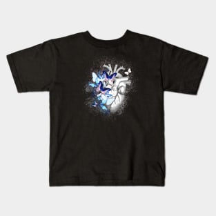 Bluee butterflies Heart Human Anatomy Kids T-Shirt